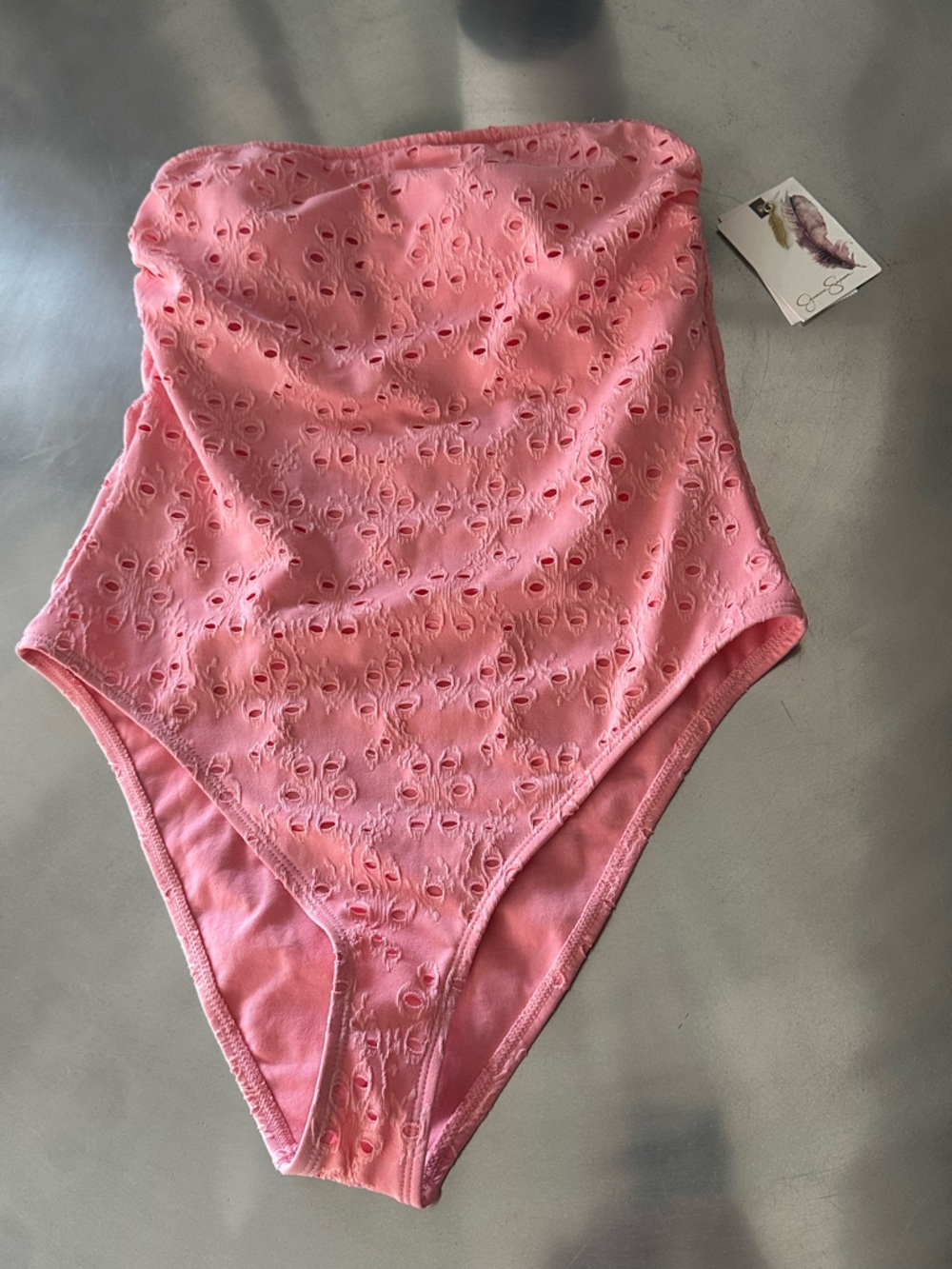Jessica Simpson One Piece Swim Suit Strapless Pink Small